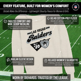 Las Vegas Raiders NFL Womens Vintage Charm Slouchy Crewneck - Birch