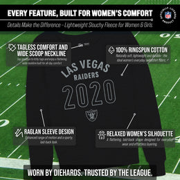 Las Vegas Raiders NFL Womens Big Date Slouchy Crewneck - Black