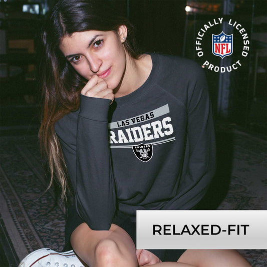 Las Vegas Raiders NFL Womens Charcoal Crew Neck Football Apparel - Charcoal