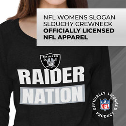Las Vegas Raiders NFL Womens Plus Size Team Slogan Crew Neck - Black