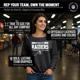 Las Vegas Raiders NFL Womens Charcoal Crew Neck Football Apparel - Charcoal