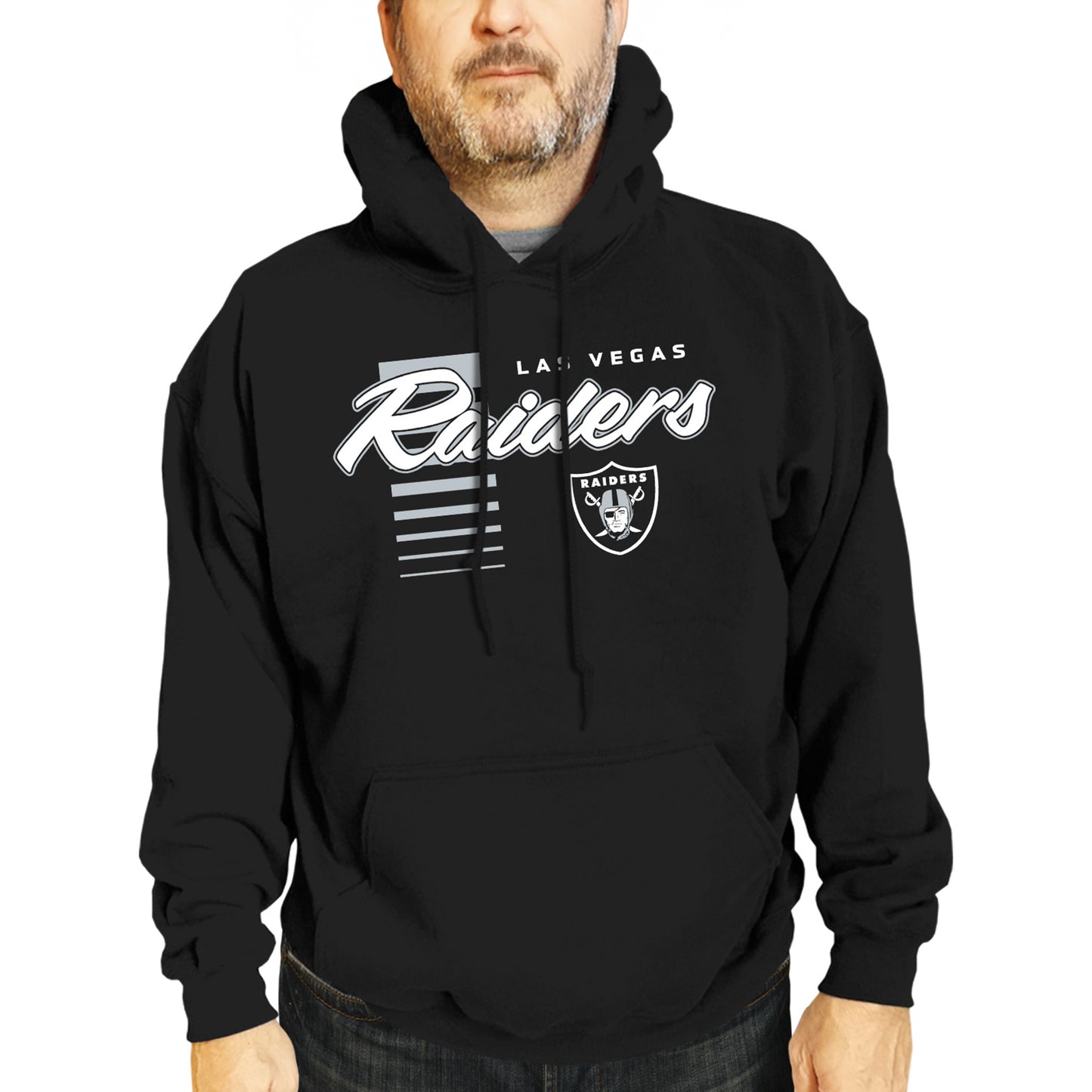 Las Vegas Raiders NFL Adult Unisex Retro Script Ultra Soft Fleece Hooded Sweatshirt - Black