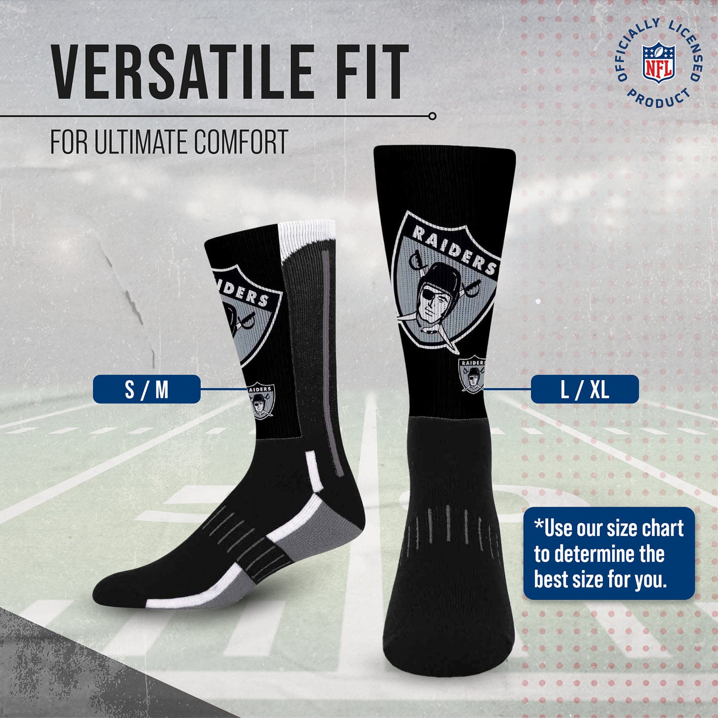 Oakland Raiders NFL V Curve  Socks - Black