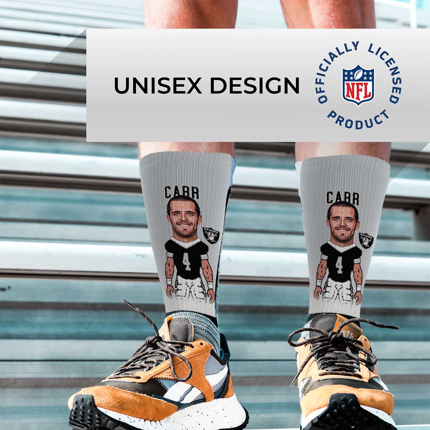 Las Vegas Raiders FBF NFL Adult V Curve MVP Player Crew Socks - Sport Gray #4