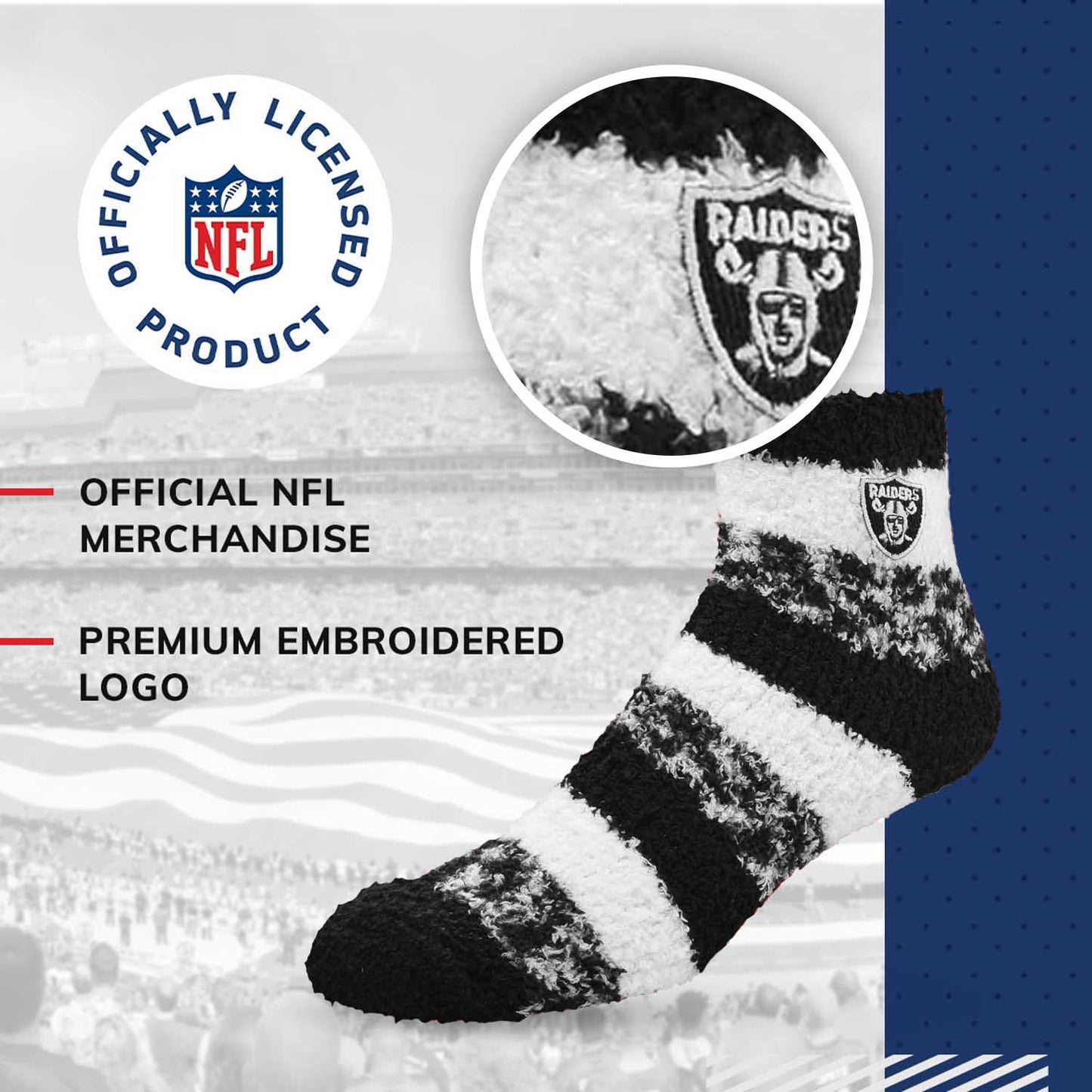 Las Vegas Raiders NFL Cozy Soft Slipper Socks - Black