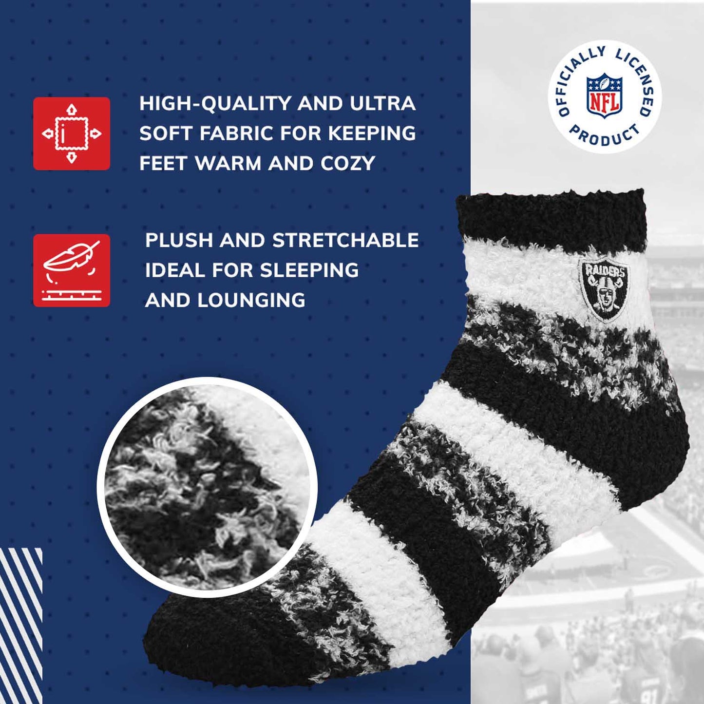 Las Vegas Raiders NFL Cozy Soft Slipper Socks - Black
