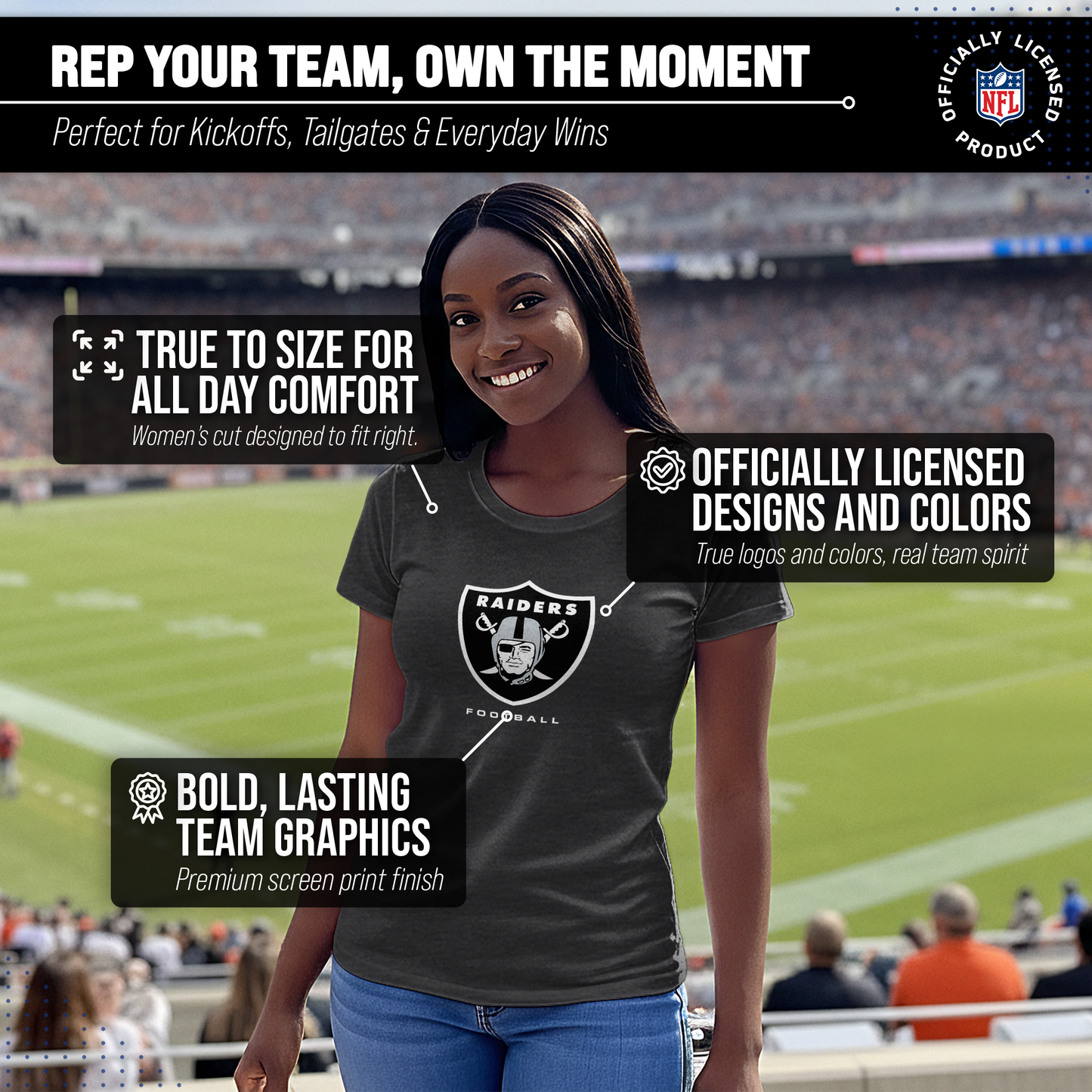 Las Vegas Raiders Women's NFL Ultimate Fan Logo Short Sleeve T-Shirt - Black