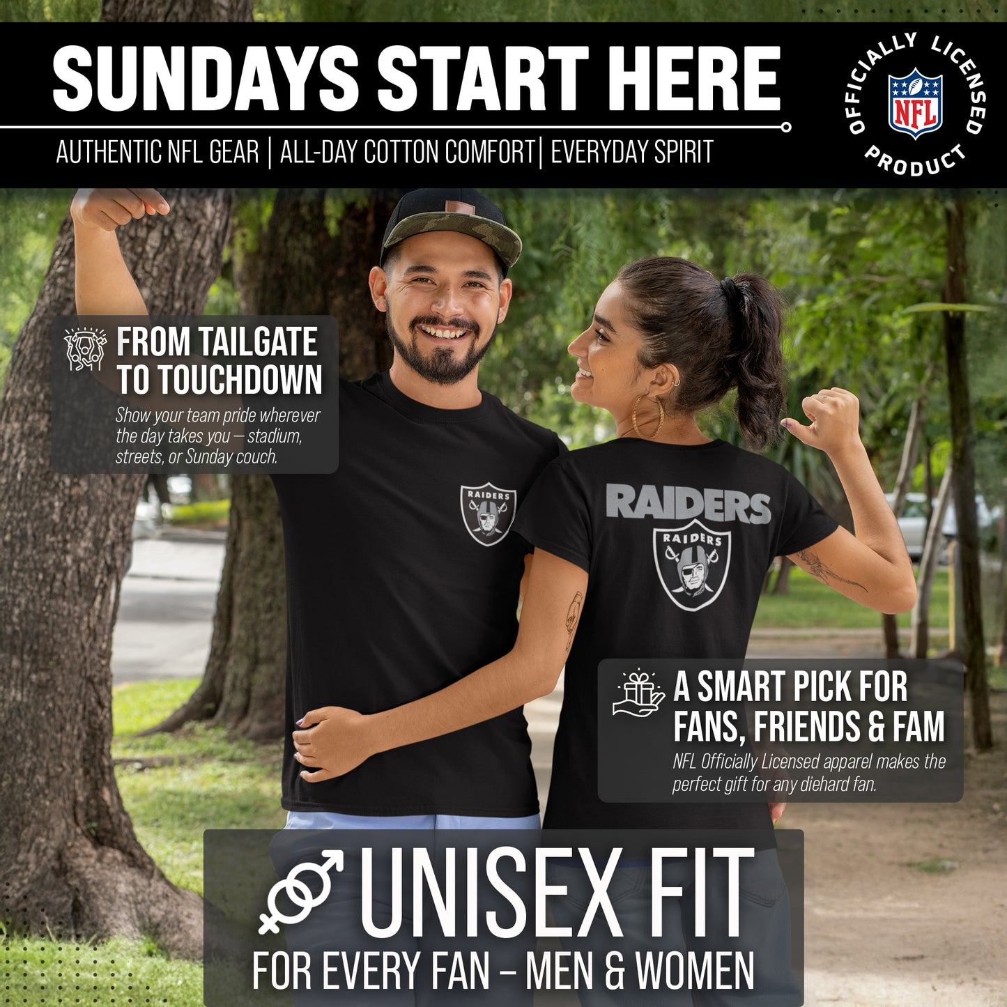 Las Vegas Raiders NFL Pro Football Final Countdown Adult Cotton-Poly Short Sleeved T-Shirt For Men & Women - Black