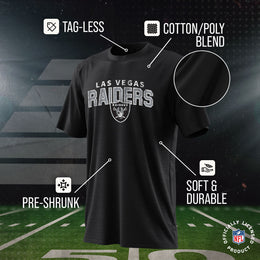 Las Vegas Raiders NFL Youth Starting Fresh Tee- Pro Football Tag-Less T-Shirt For Boys & Girls - Black