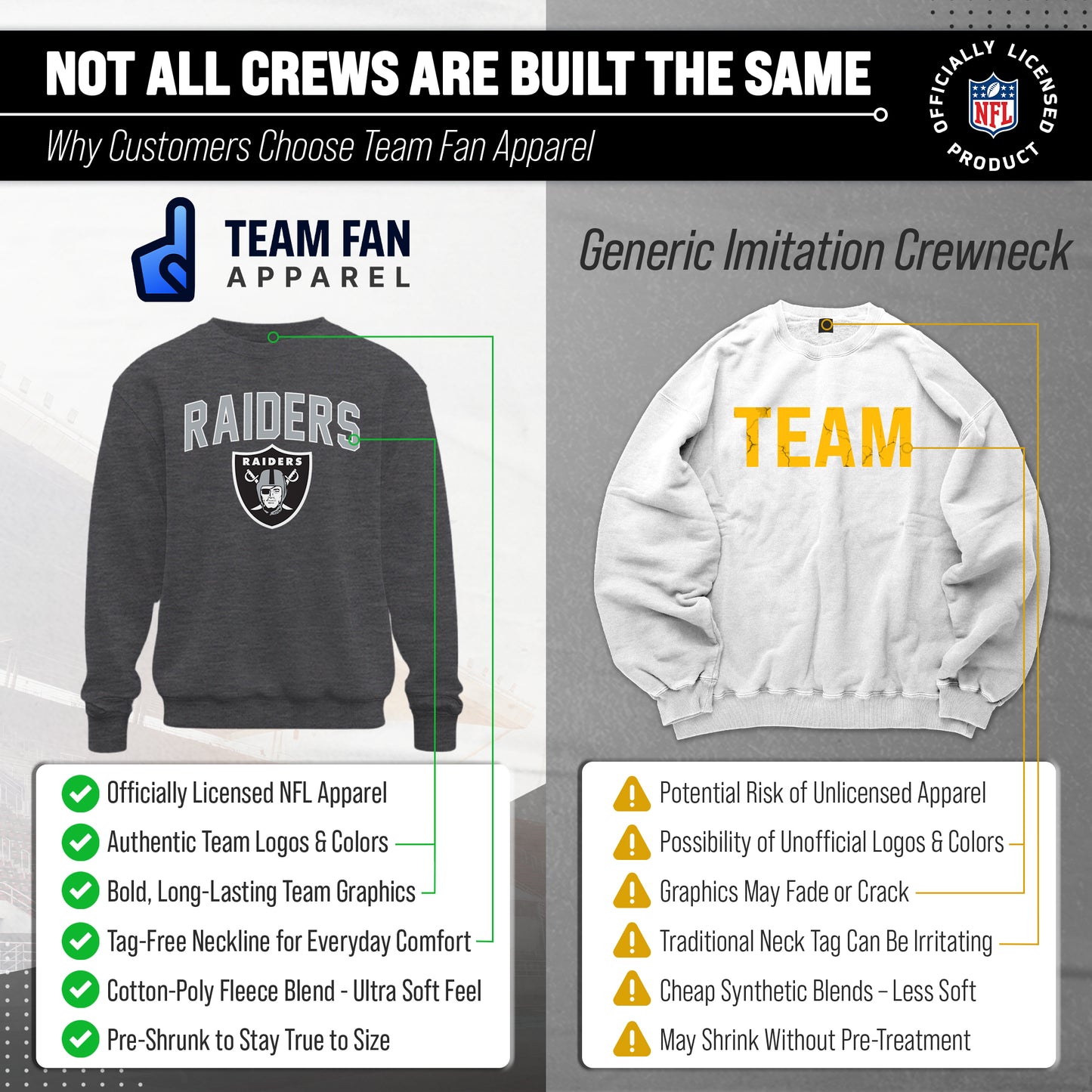 Las Vegas Raiders NFL Home Team Crew - Gray
