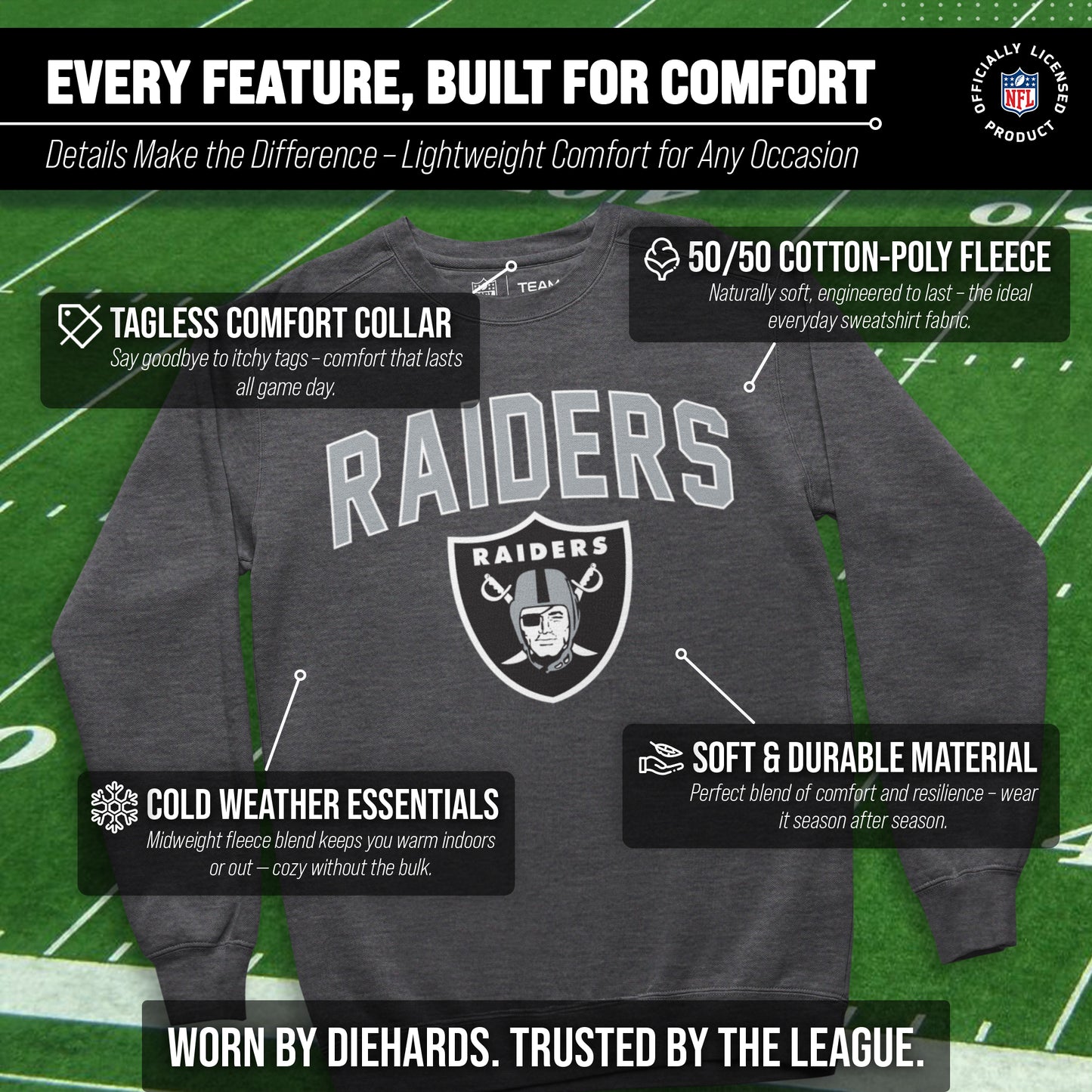 Las Vegas Raiders NFL Home Team Crew - Gray