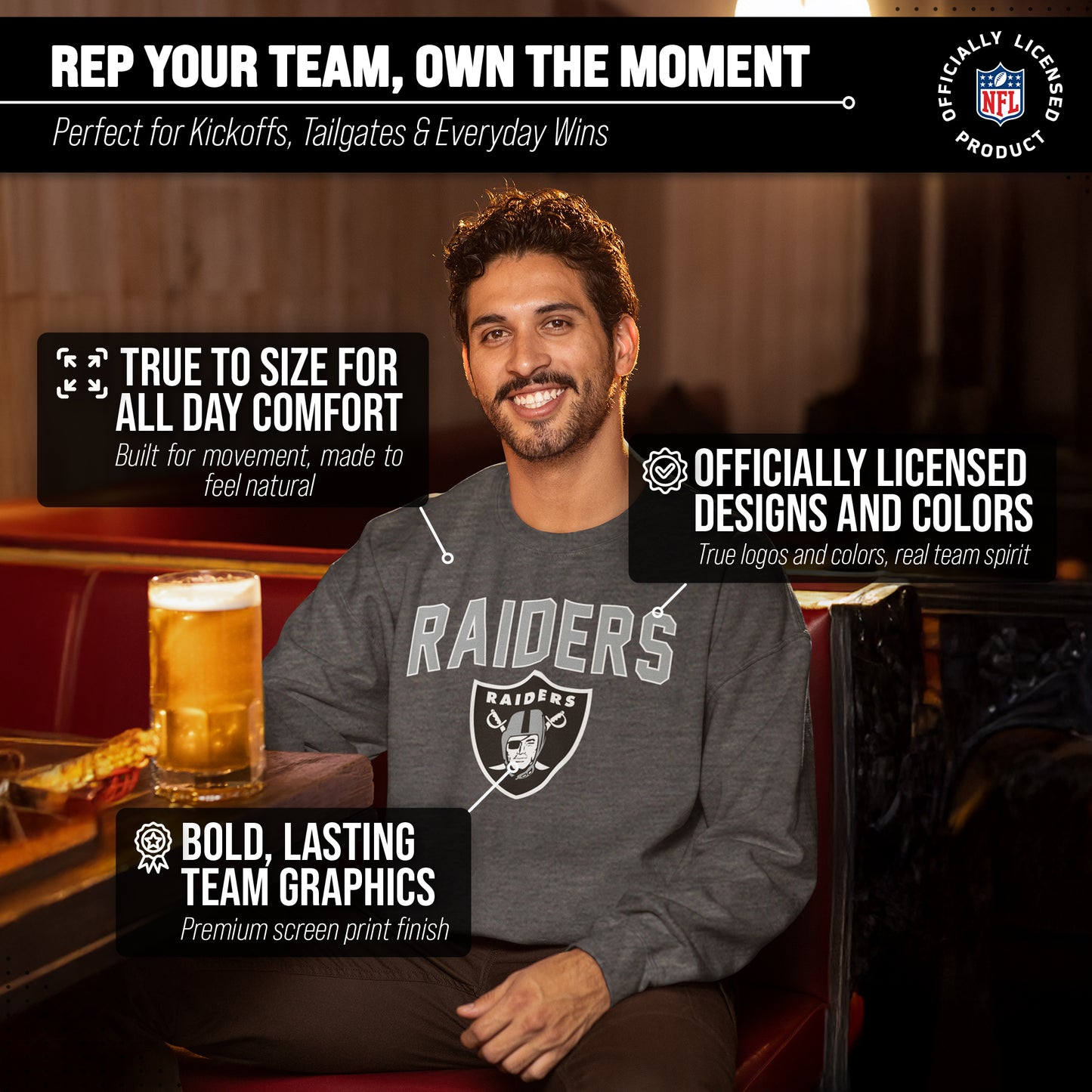Las Vegas Raiders NFL Home Team Crew - Gray