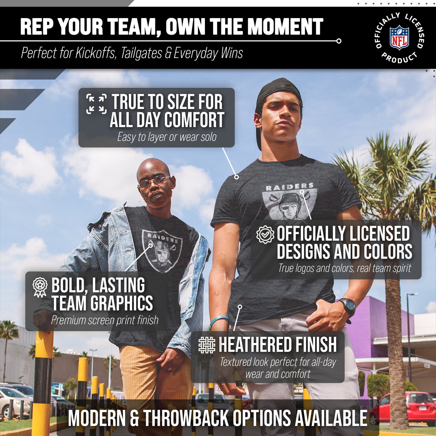 Las Vegas Raiders NFL Modern Throwback T-shirt - Team Color