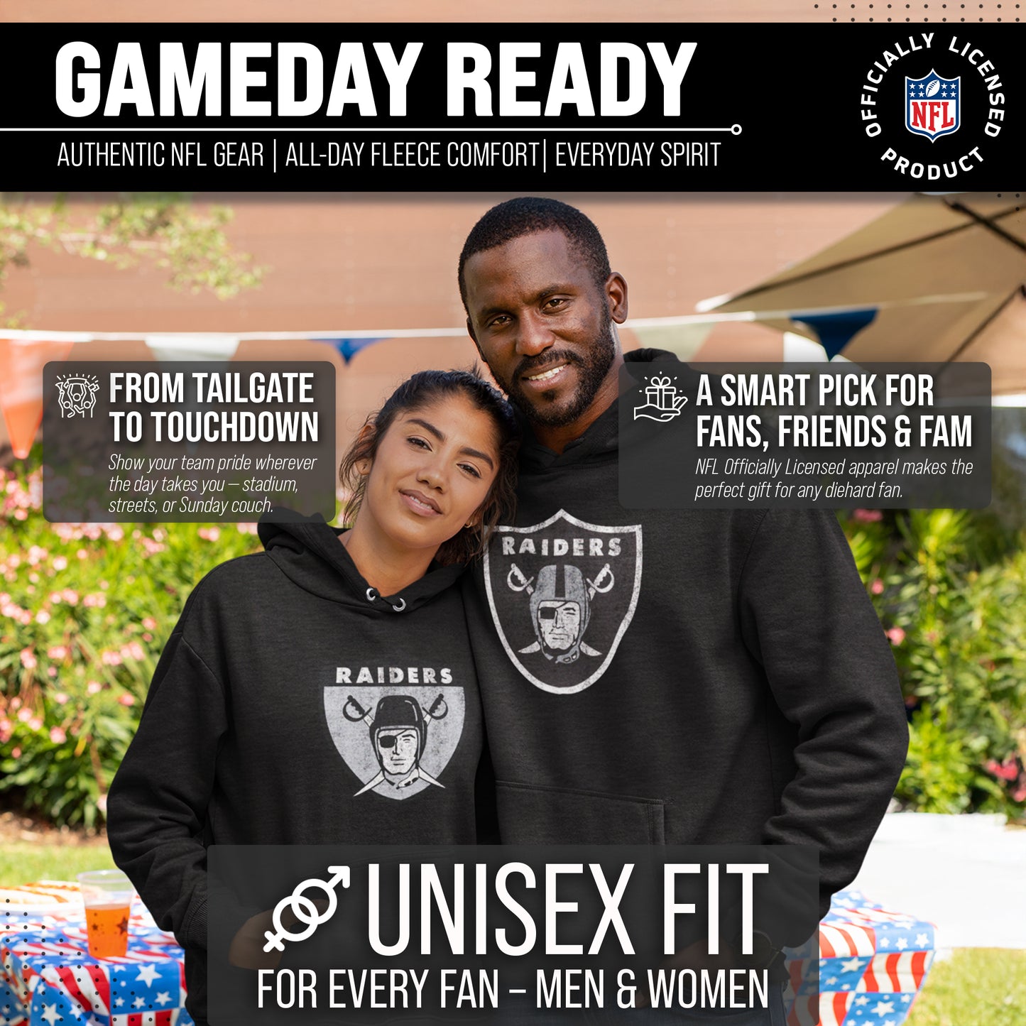 Las Vegas Raiders NFL Adult Unisex Modern Throwback Ultra Soft Fleece Hooded Sweatshirt - Black Heather