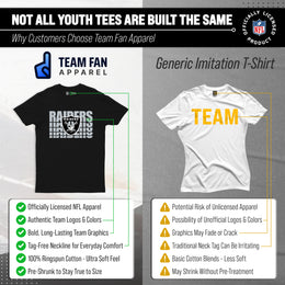Las Vegas Raiders NFL Youth Repeating Logo Football T-Shirt Unisex Tag Free Comfortable - Black