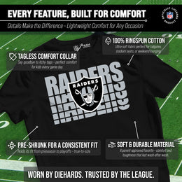 Las Vegas Raiders NFL Youth Repeating Logo Football T-Shirt Unisex Tag Free Comfortable - Black