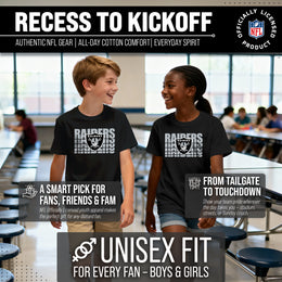 Las Vegas Raiders NFL Youth Repeating Logo Football T-Shirt Unisex Tag Free Comfortable - Black