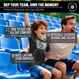 Las Vegas Raiders NFL Youth Repeating Logo Football T-Shirt Unisex Tag Free Comfortable - Black