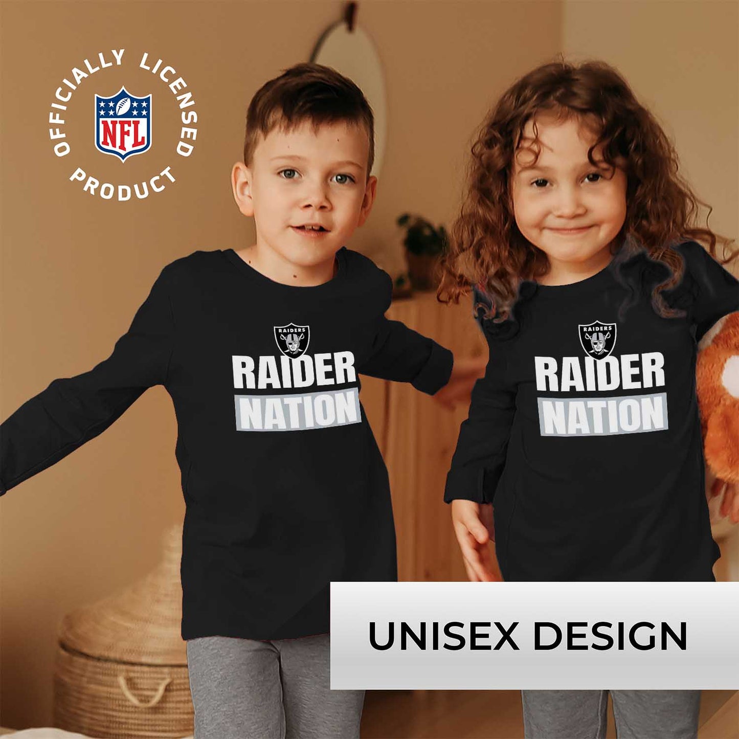 Las Vegas Raiders NFL Youth Team Slogan crewneck Sweatshirt - Black