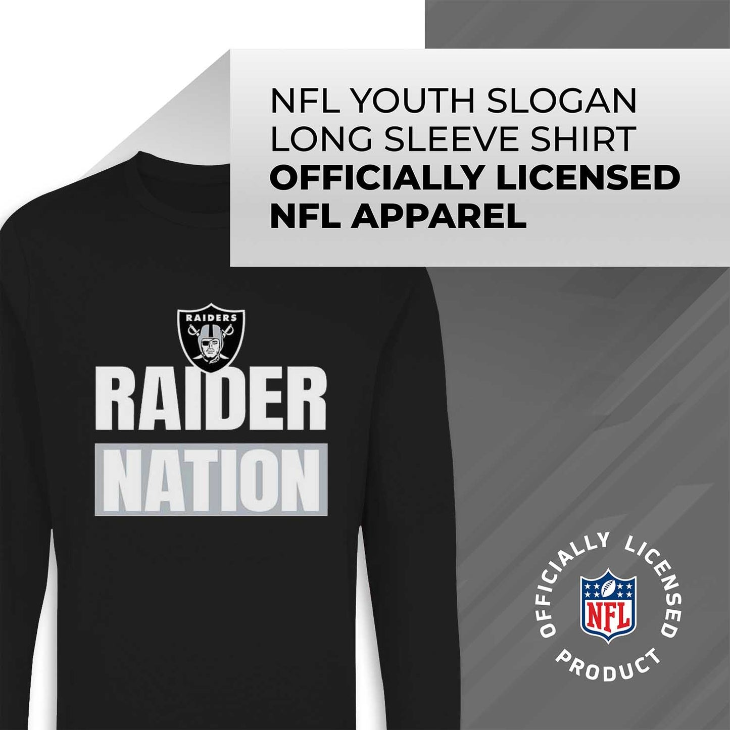 Las Vegas Raiders NFL Youth Team Slogan crewneck Sweatshirt - Black
