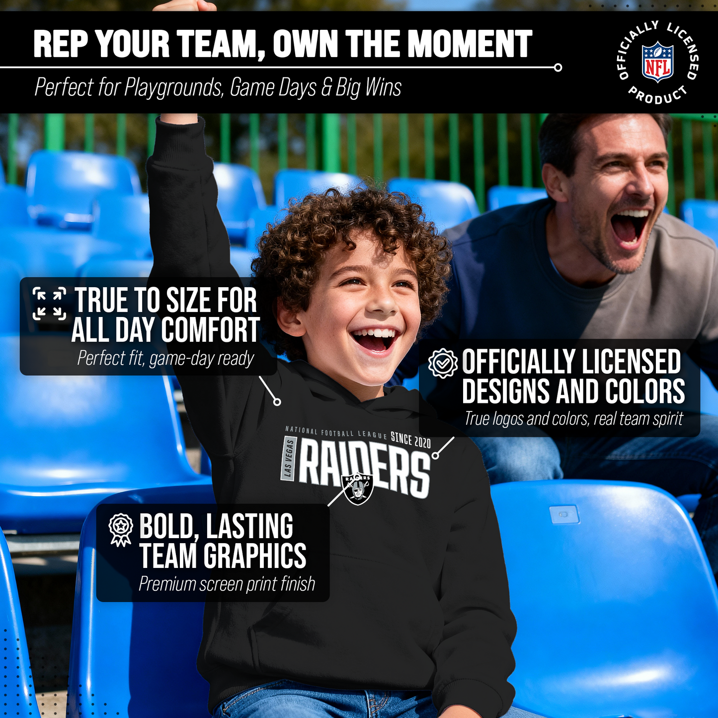 Las Vegas Raiders NFL Youth Modern Endzone Football Fleece Hooded Sweatshirt - Black