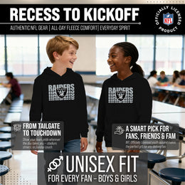 Las Vegas Raiders NFL Youth Repeating Logo Football Fleece Hooded Sweatshirt - Black