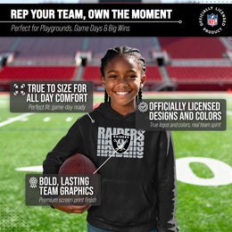 Las Vegas Raiders NFL Youth Repeating Logo Football Fleece Hooded Sweatshirt - Black