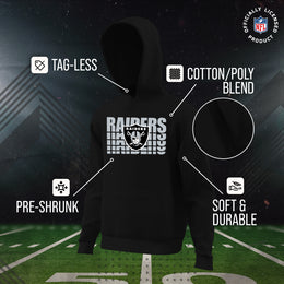 Las Vegas Raiders NFL Youth Repeating Logo Football Fleece Hooded Sweatshirt - Black