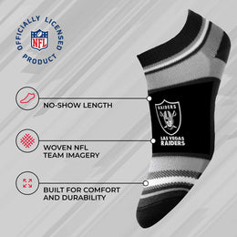 Las Vegas Raiders Adult Marquis Addition No Show Socks - Black