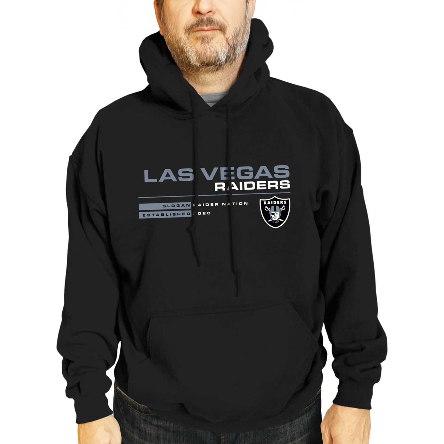 Las Vegas Raiders Adult NFL Speed Stat Sheet Fleece Hooded Sweatshirt - Black