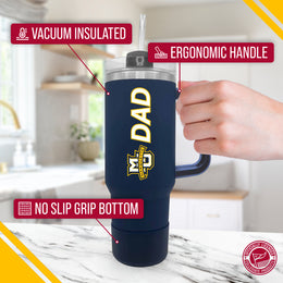 Marquette Golden Eagles Collegiate 40oz Stainless Steel Travel Tumbler with Handle for Dad - Navy