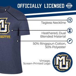 Marquette Golden Eagles Adult MVP Heathered Cotton Blend T-Shirt - Navy
