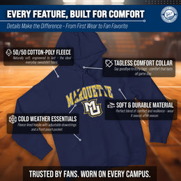 Marquette Golden Eagles Adult Arch & Logo Soft Style Gameday Hooded Sweatshirt - Navy