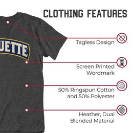Marquette Golden Eagles Campus Colors NCAA Adult Cotton Blend Charcoal Tagless T-Shirt - Charcoal
