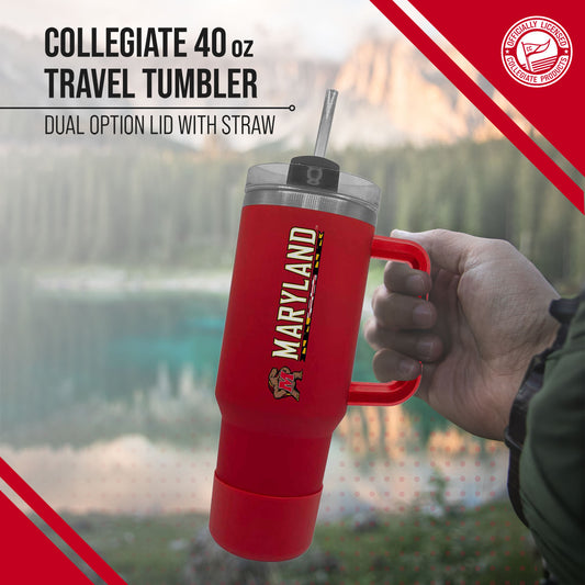 Maryland Terrapins College & University 40 oz Travel Tumbler With Handle - Red