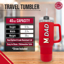 Maryland Terrapins Collegiate 40oz Stainless Steel Travel Tumbler with Handle for Dad - Red