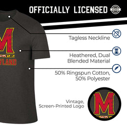 Maryland Terrapins Adult MVP Heathered Cotton Blend T-Shirt - Black