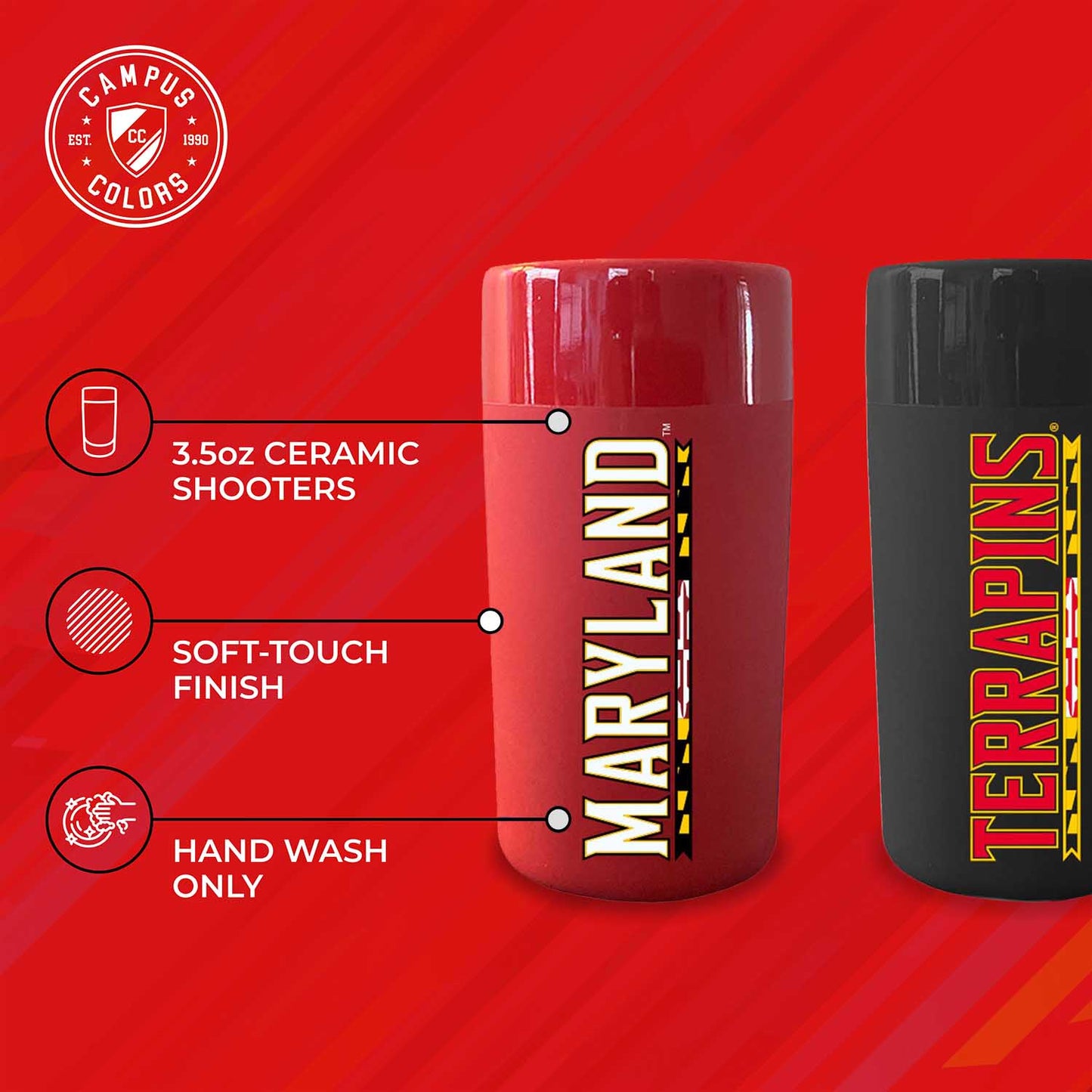 Maryland Terrapins College and University 2-Pack Shot Glasses - Team Color