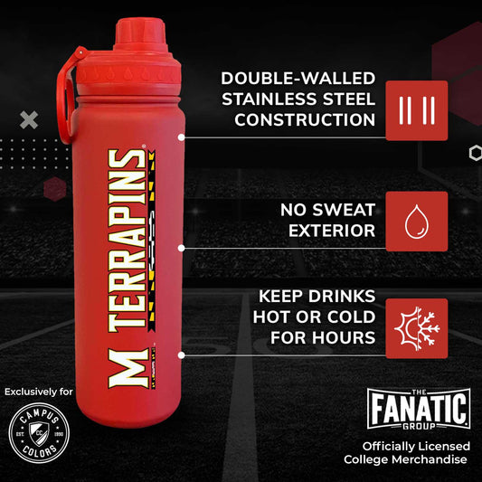 Maryland Terrapins NCAA Stainless Steel Water Bottle - Red
