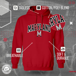 Maryland Terrapins NCAA Adult Tackle Twill Hooded Sweatshirt - Red