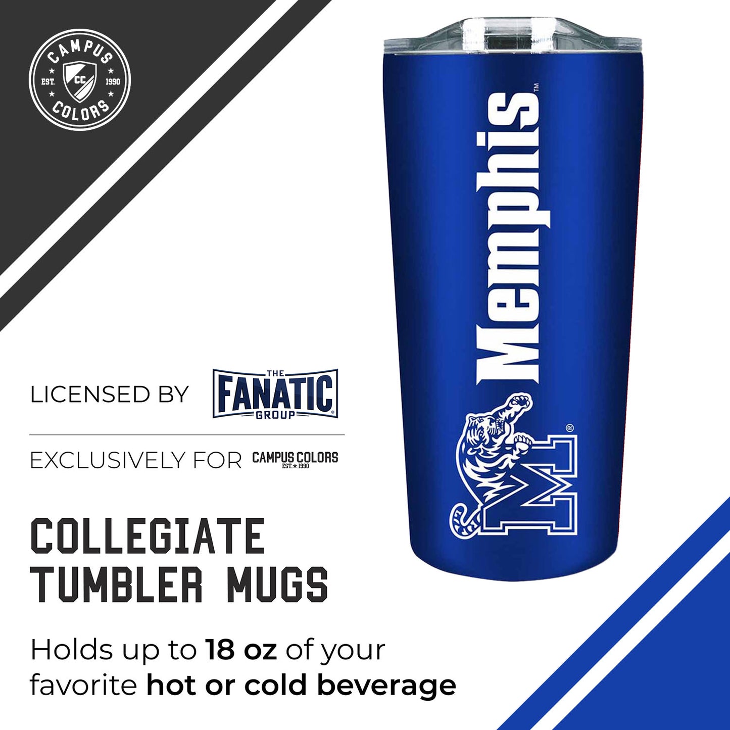 Memphis  Tigers NCAA Stainless Steel Tumbler perfect for Gameday - Royal