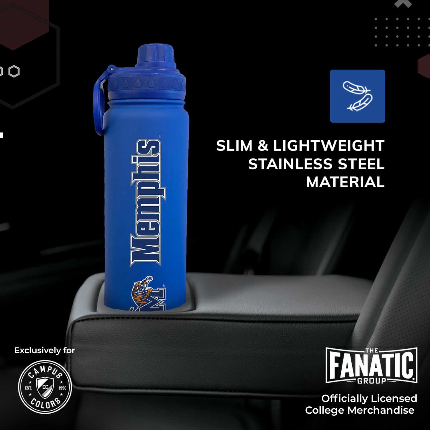 Memphis  Tigers NCAA Stainless Steel Water Bottle - Royal