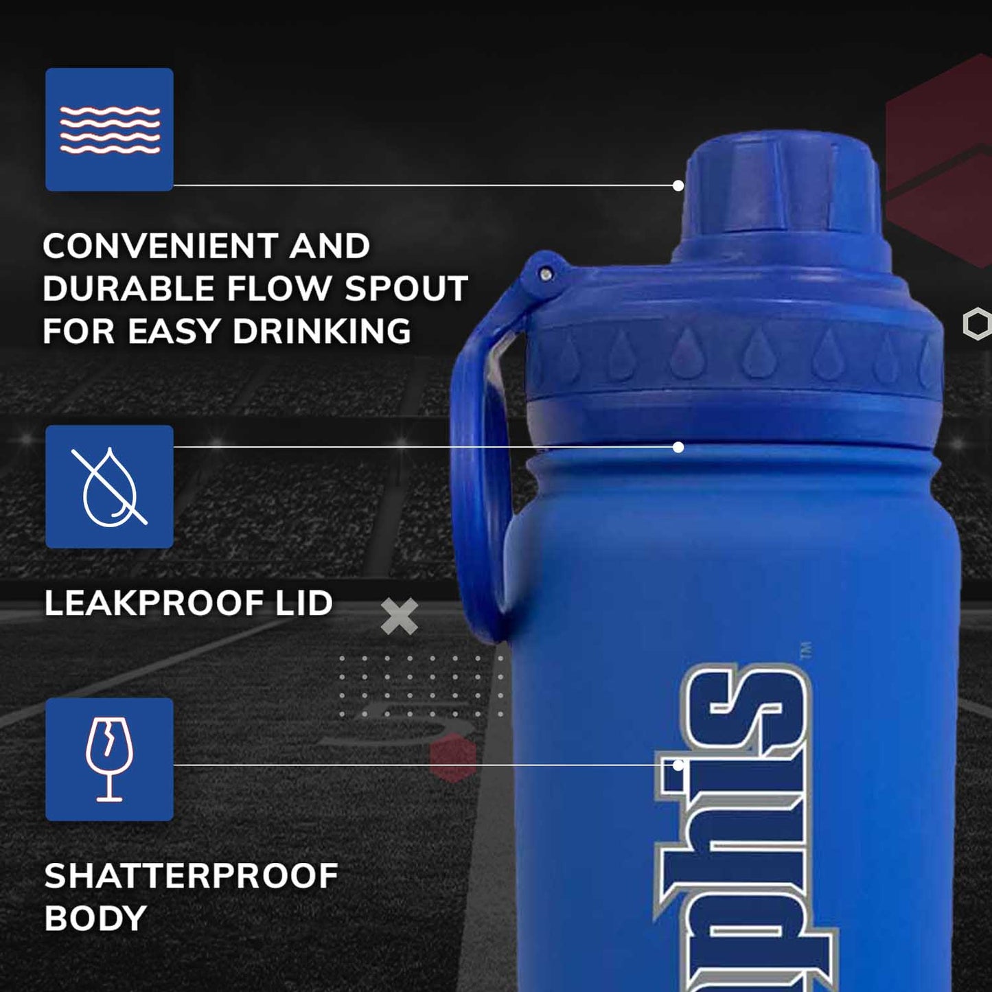 Memphis  Tigers NCAA Stainless Steel Water Bottle - Royal