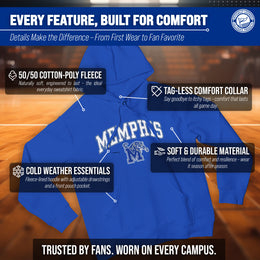 Memphis Tigers Adult Arch & Logo Soft Style Gameday Hooded Sweatshirt - Royal