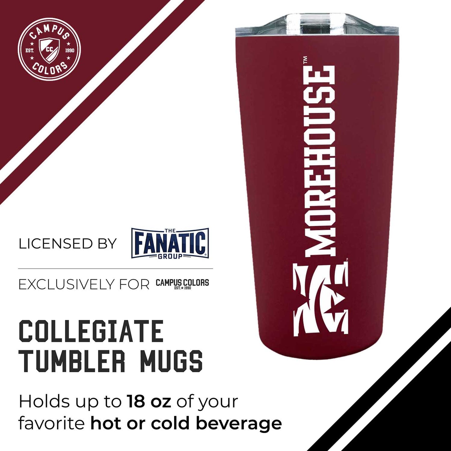 Morehouse College NCAA Stainless Steel Tumbler perfect for Gameday - Maroon