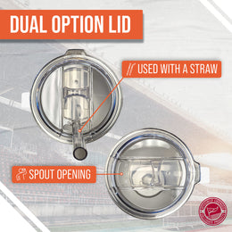Miami Hurricanes NCAA Stainless Steel 20oz Roadie With Handle & Dual Option Lid With Straw - White