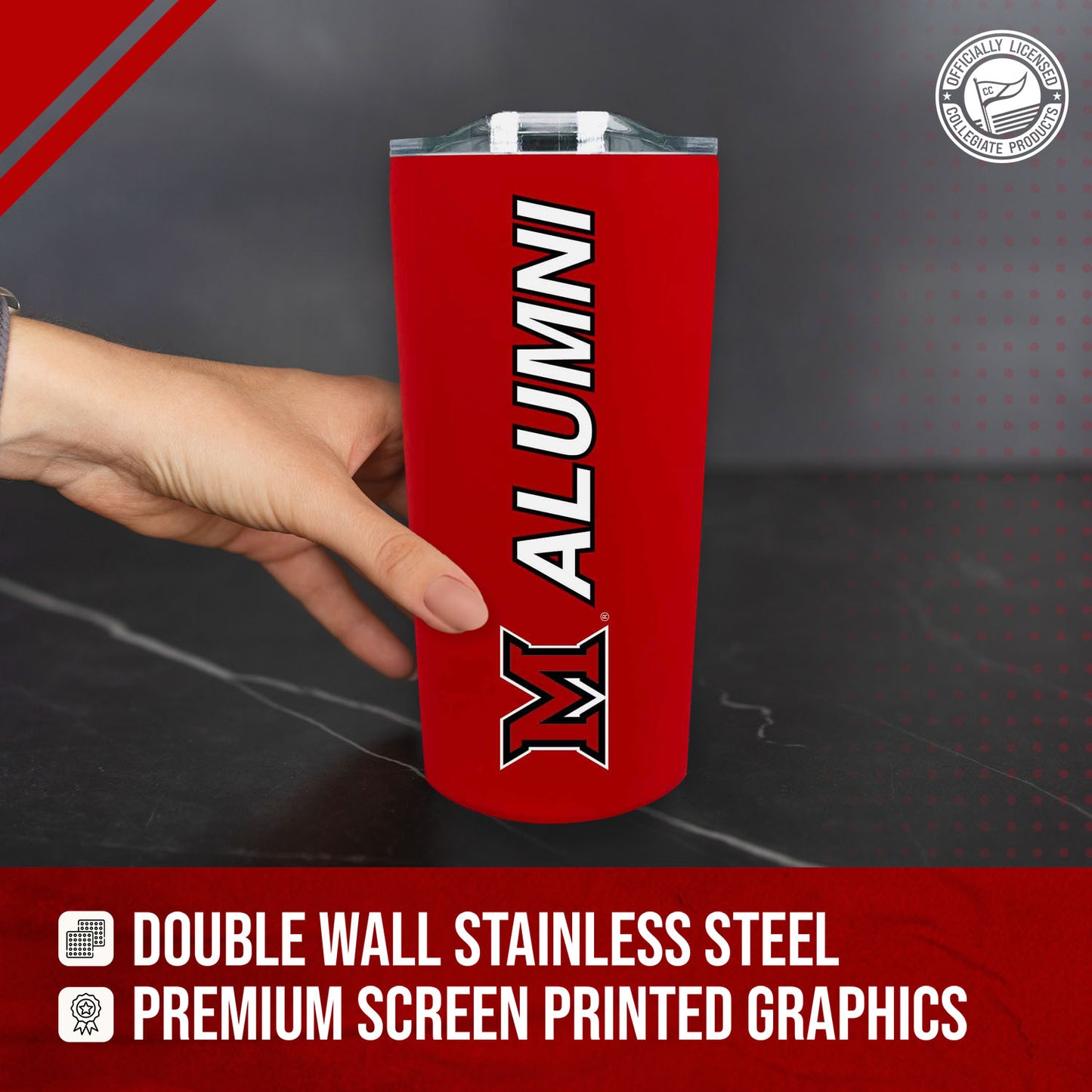 Miami Redhawks Collegiate Stainless Steel Travel Tumbler for Alumni - Red