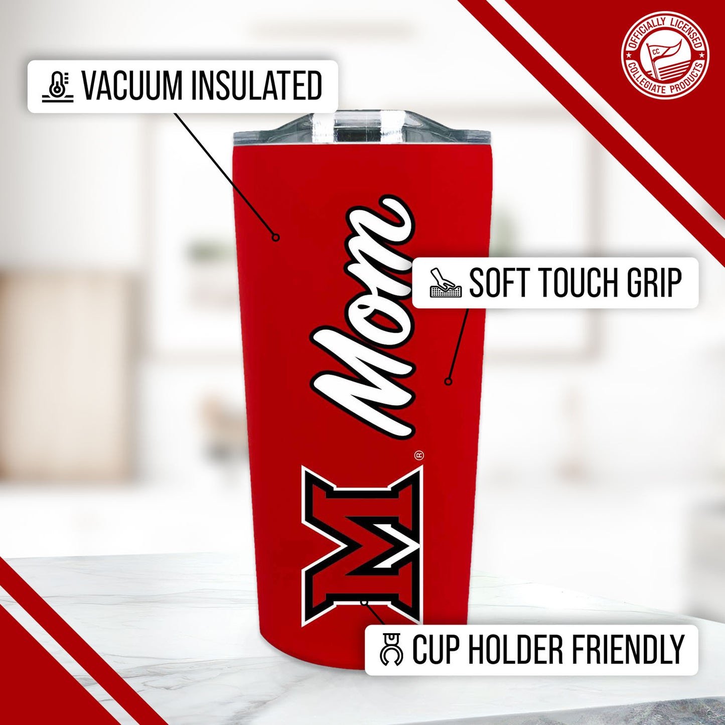 Miami Redhawks NCAA Stainless Steel Travel Tumbler for Mom - Red