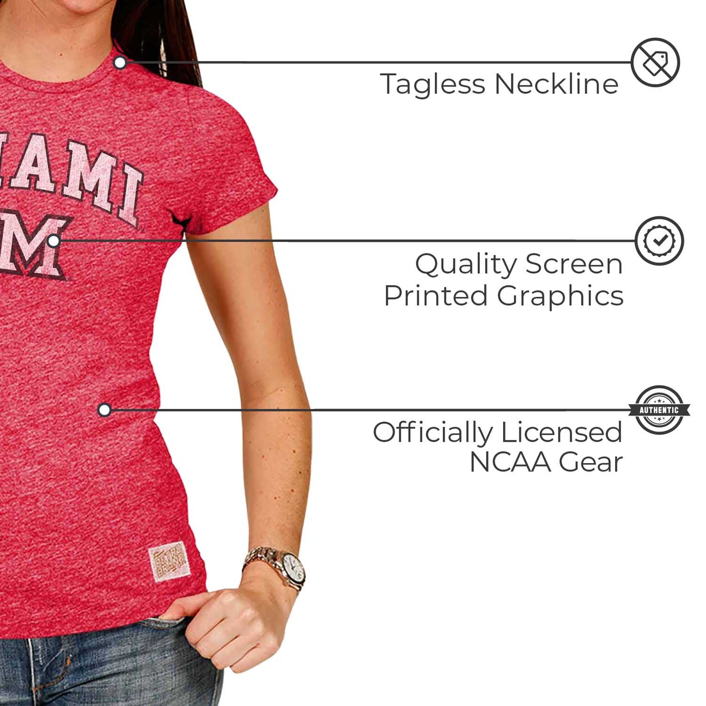 Miami Redhawks University Women's T-Shirt  - Red