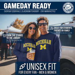 Michigan Wolverines Adult Arch & Logo Soft Style Gameday Crewneck Sweatshirt - Navy